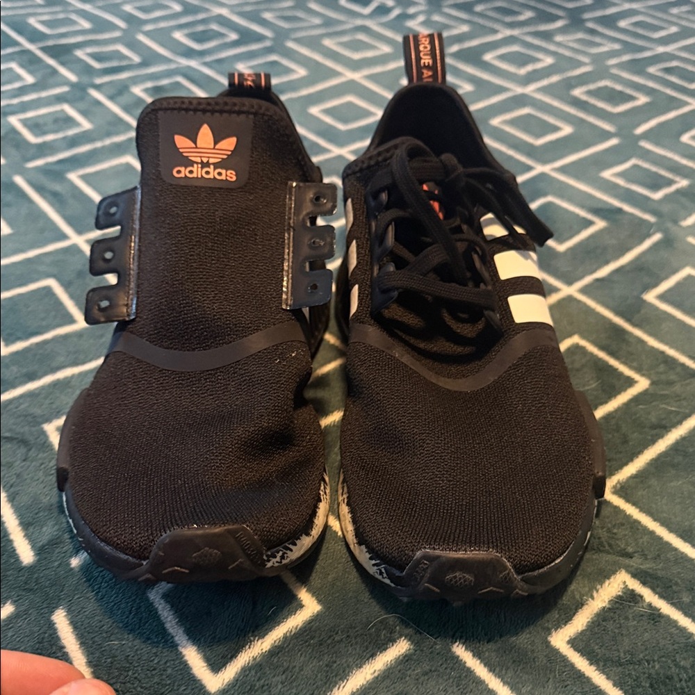 Adidas Black Running Shoes with White and Orange Details